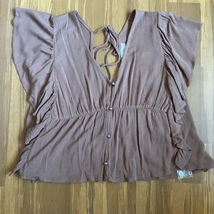 Brown ruffle blouse